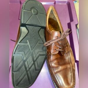 ECCO Tie Leather Cognac Brown Lace up Oxford Shoes Men's Size 11 EU45 EUC